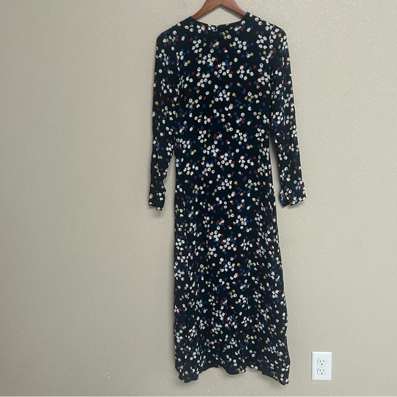 Zara Lexi Women’s Long Sleeve Midi Dress XS Black Multicolor Polka Dot Print - Picture 2 of 8